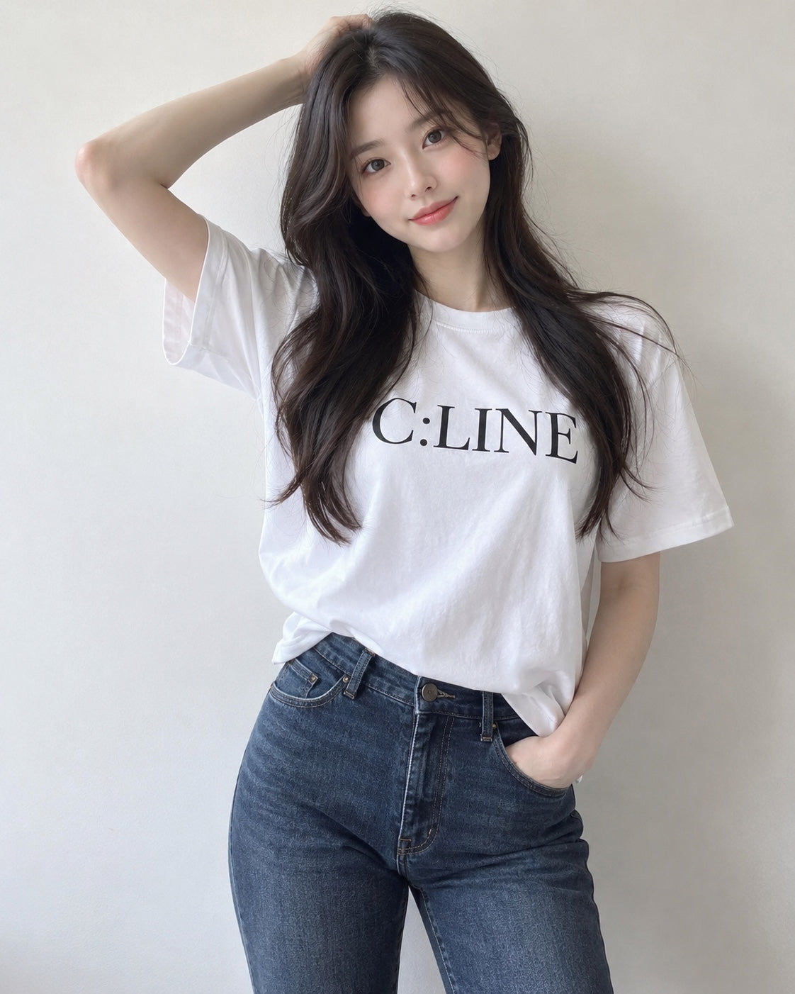 C:LINE white logo T-shirt, front styling